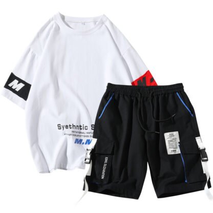 Summer Men's Sets Track Suit Mens Casual Loose Short-sleeved T-shirt Shorts 2-piece Sets Cotton Print Large Size - Image 5