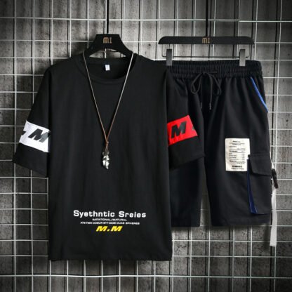 Summer Men's Sets Track Suit Mens Casual Loose Short-sleeved T-shirt Shorts 2-piece Sets Cotton Print Large Size - Image 4