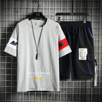 Summer Men's Sets Track Suit Mens Casual Loose Short-sleeved T-shirt Shorts 2-piece Sets Cotton Print Large Size - Image 3