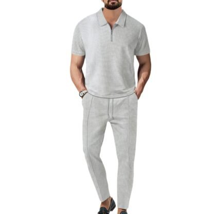 Men's Fashion Personality Solid Color Waffle Lapel Suit - Image 3