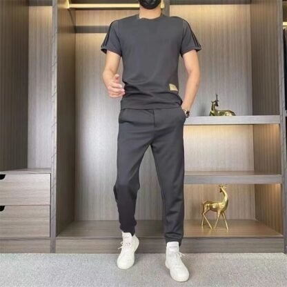 Men's Trend Loose And High-elastic Ice Silk Leisure Suit - Image 6