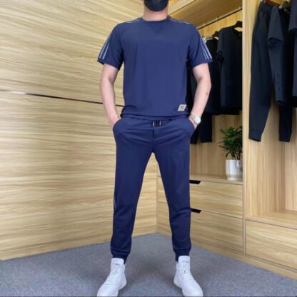 Men's Trend Loose And High-elastic Ice Silk Leisure Suit - Image 4