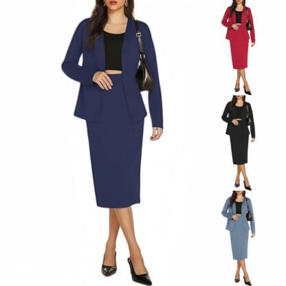 Mid-length Dress Fashion Casual Wear Long-sleeved Cardigan With Suit - Image 2