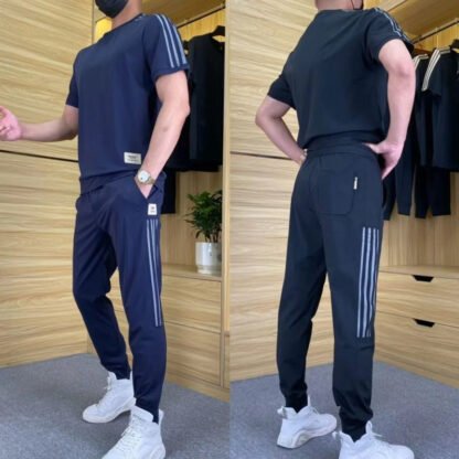 Men's Trend Loose And High-elastic Ice Silk Leisure Suit - Image 2