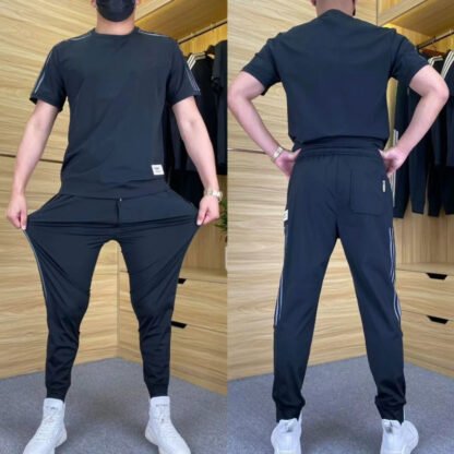 Men's Trend Loose And High-elastic Ice Silk Leisure Suit - Image 3