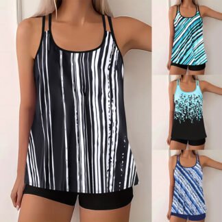 Women's European And American-style Split Plus Size Printed Swimsuit