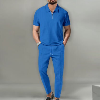 Men's Fashion Personality Solid Color Waffle Lapel Suit - Image 7