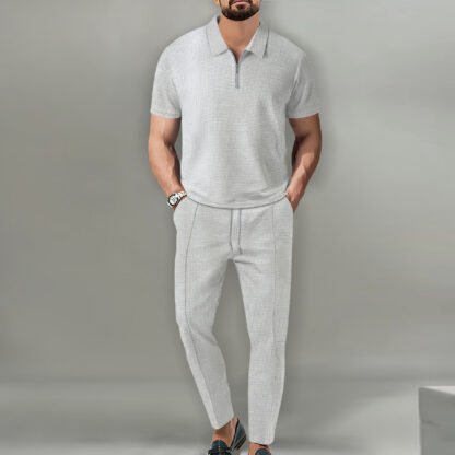 Men's Fashion Personality Solid Color Waffle Lapel Suit - Image 6