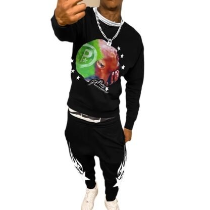 Men's Casual Fashion Round Neck Sweater Sport Pants Suit - Image 5