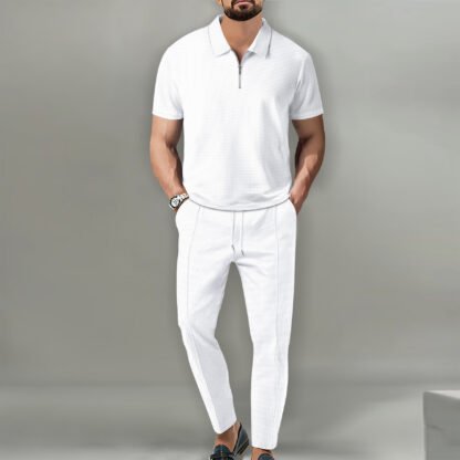 Men's Fashion Personality Solid Color Waffle Lapel Suit - Image 5
