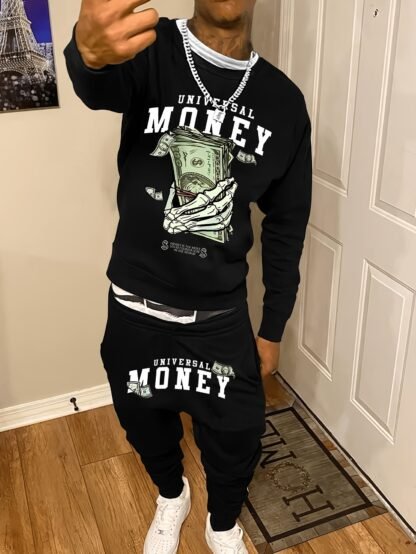 Men's Casual Fashion Round Neck Sweater Sport Pants Suit - Image 9